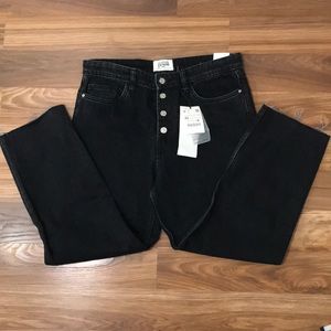 Zara Straight Leg Hi-Rise Black Denim Jeans 10